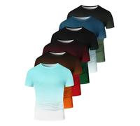 6 Pack Men's Big and Tall Shirts Summer Cotton Short Sleeve Tee Crew Neck Casual Top Basic Oversize T Shirts Mens Striped Shirt Short Sleeve T-Shirts (UK, Alpha, XXL, Regular, Regular, #12)