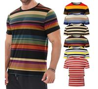 6 Pack Men's Big and Tall Shirts Summer Cotton Short Sleeve Tee Crew Neck Casual Top Basic Oversize T Shirts Mens Striped Shirt Short Sleeve T-Shirts (UK, Alpha, 5XL, Regular, Regular, #14)