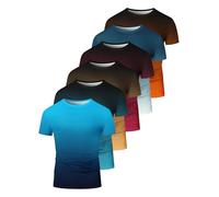 6 Pack Men's Big and Tall Shirts Summer Cotton Short Sleeve Tee Crew Neck Casual Top Basic Oversize T Shirts Mens Striped Shirt Short Sleeve T-Shirts (UK, Alpha, L, Regular, Regular, #8)