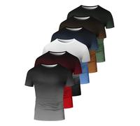 6 Pack Men's Big and Tall Shirts Summer Cotton Short Sleeve Tee Crew Neck Casual Top Basic Oversize T Shirts Mens Striped Shirt Short Sleeve T-Shirts (UK, Alpha, XXL, Regular, Regular, #7)