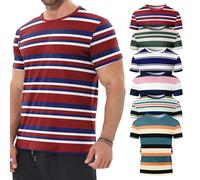 6 Pack Men's Big and Tall Shirts Summer Cotton Short Sleeve Tee Crew Neck Casual Top Basic Oversize T Shirts Mens Striped Shirt Short Sleeve T-Shirts (UK, Alpha, 5XL, Regular, Regular, #13)