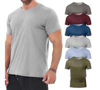 6 Pack Men's Big and Tall Shirts Summer Cotton Short Sleeve Tee Crew Neck Casual Top Basic Oversize T Shirts Mens Striped Shirt Short Sleeve T-Shirts (UK, Alpha, XXL, Regular, Regular, #2)