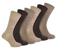IOMI - 6 Pack Mens Diabetic Bamboo Socks | Extra Wide Seamless Loose Non Elastic Socks (6-11, Brown)