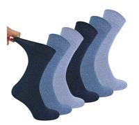 IOMI 6 Pack Mens Non Elastic Cotton Diabetic Socks with Seamless Toe - 6-11 UK - Blue