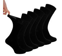 IOMI 6 Pack Mens Non Elastic Cotton Diabetic Socks with Seamless Toe - 6-11 UK - Black