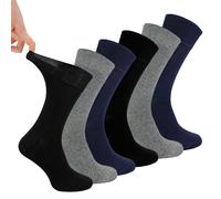 IOMI - Mens 6 Pack Thin Extra Wide Loose Top Non Elastic Cotton Diabetic Socks