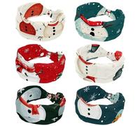 6 Pack Merry Christmas Snowman Headbands for Women's Hair,Soft Elastic Bandeau Hair Bands Makeup Yoga Workout Running