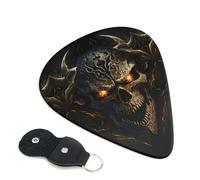 6 Pack Metal Evil Skull Guitar Picks, Bass Electric Acoustic Guitar Ukulele Accessories, Heavy Guitar Picks Plectrums with Organizer Bag