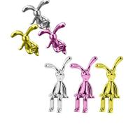 6 Pack Metallic Easter Bunny Shelf Sitters, Mini Plastic Rabbit Ornaments, Cute Shelf Edge Decor for Home Office Desk, Modern Minimalist Animal Figurines for Living Room Bedroom (6PCS)