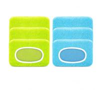 6 Pack Microfiber Mop Pads Refill Compatible with Flash Speedmop & Swiffer | Washable dual tone pack contains 3 green plus 3 blue replacement wiping cloths for dry wet floor sweeper