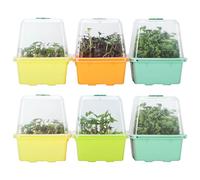 6 Pack Microgreen Growing Trays, Sprouting Tray with Humidity Dome, 1.2 mm Small Mesh Holes, BPA Free, Sprouter Kit for Growing Mirco Seeds, Like Broccoli, Alfalfa, Radish, Clover - Colorful Base