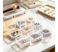 6 Pack Mini Clear Plastic Storage Containers, Multipurpose Small Organizer Boxes with Hinged Lid for Beads Jewelry Crafts, Portable Transparent Cases for Tiny Accessories - 2.2x2.2x0.8in
