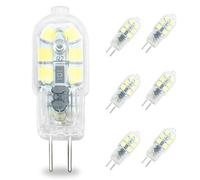 6 Pack Mini G4 LED Bulb, 2W Bi Pin Base LED Lamp Transparent Case 20W Halogen Bulb Replacement, AC/DC 12V SMD2835 Chandeliers Cabinet Light (Cool White 6000K, 6-Pack) [Energy Class A+]