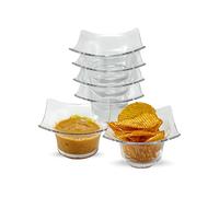 6-Pack Mini Square Clear Plastic Dessert Cups with Handles - Reusable Appetizer and Tasting Bowls for Mousse, Parfaits, Trifles, and Hors d’oeuvres - Elegant Party Serving Dishes