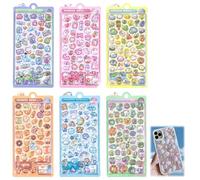 6 Pack Mini Stickers Set, Puffy Stickers, Cute 3D Stickers, Mini 3D Puffy Stickers for Kids, Suitable for Scrapbooks, Planner Journals Laptops Phone Case Decoration