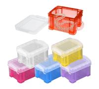 6 Pack Mini Storage Boxes, Small Plastic Boxes with Lids, Really Useful Box for Small Craft Items, Jewelry, Desk, Kitchen(7 * 5.8 * 5CM/2.8 * 2.3 * 2inch)