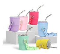 6 Pack Mini Tumbler with Colored Sleeves, 3oz Mini Tumbler Shot Glass with Straw, Lid and Acrylic Chains, Small Stainless Steel Insulated Sublimation Shot Glasses for Bachelorette Party Hot & Cold