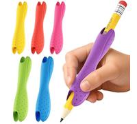 6-Pack Mixed Sizes&Colors Silicone Pencil Holder Grips for Kids & Adults,Ergonomic Anti-Slip Texture for Handwriting,Drawing,Dual-Head Design for Right or Left-Handed Use(Small+Medium)