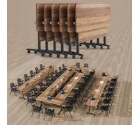 6-Pack Mobile Folding Conference Tables with Wheels Flip Top Nesting Training Tables for Office Meeting Room & Classroom - 62.9in Portable Table Set