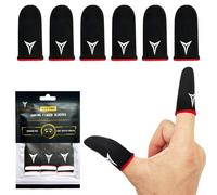 6 Pack Mobile Phone Gaming Finger Sleeves, Nuozme Finger Sleeves Compatible with All Touchscreen Devices, 0.15mm Superconducting Nanofibers, Smooth Feel, Anti-Sweat, Extremely Thin, Red Edge