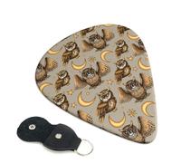 6 Pack Moon Stars Owls Guitar Picks - 0.46 0.71 0.93 mm Includes Cool Guitar Picks Thin Medium Heavy Thickness, Electric Guitar Picks for Acoustic Guitar Bass Ukulele