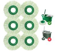 6 Pack Mop Head Replacement for Libman Tornado Spin Mops, Spin Mop Head Refill Compatible with Libman, Easy to Replace, Machine Washable, Green and White (NOT for Old Version)