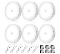 6 Pack Motion Sensor Lights Indoor, LED Wireless Rechargeable Magnetic Night Light with Auto/On/Off , 8 LEDs USB Charging, Removable Wall Led Puck Light for Stairs Closet Hallway Toilet (White Light)