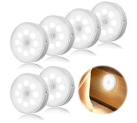 6 Pack Motion Sensor Lights Indoor, Wireless LED USB Rechargeable Magnetic Stick on Wall Night Light for Stair Wardrobe Corridors Closet Under Cabinet Kitchen Puck Lights