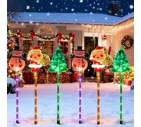 6-Pack Moving Christmas Lights, Snowman Tree Santa Christmas Lights Solar, LED Waterproof Outdoor Decorative Lantern, Holiday Decoration for Courtyard, Porches, Pathway, Patio