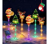 6-Pack Moving Solar Christmas Lights, Courtyard Tree Snowman Reindeer, LED Waterproof Solars Christmas Lights Outdoor Decorations, Solars & Battery Power, for Patio, Lawn & Pathway (B,Solar)