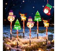 6-Pack Moving Solar Christmas Lights, Courtyard Tree Snowman Reindeer, LED Waterproof Solars Christmas Lights Outdoor Decorations, Solars & Battery Power, for Patio, Lawn & Pathway (A,Solar)