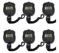 6 Pack Multi-Function Electronic Digital Sport Stopwatch Timer, Large Display with Date Time and Alarm Function,Suitable for Sports Coaches Fitness Coaches and Referees