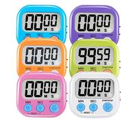 6 Pack Multi-Function Electronic Timer - Magnetic Digital Timers Big LCD Display The Loud / Silent Switch Countdown Timer Extensively Use in Break Time, Cooking,Gym, Meeting, Classroom