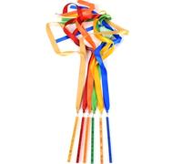 6 Pack Multicolour Sparkling gymnastics equipment Ribbon Wands with 9 Inch Sticks and 1 Metre Streamers for circus dance ribbons Performance Artistic dance Twirling ribbon wands for Kids and Adults