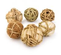 6 Pack Natural Woven Grass Chew Toys, Mini Pet Teeth Grinding Grass Balls | No Polystyrene Filling, Edible Safe Grass Material, Boredom Reliever for Rabbit Guinea Pig Hamster Chinchilla Cage Play