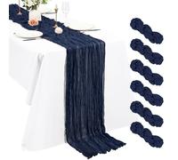 6 Pack Navy Blue Cheesecloth Table Runner, 10Ft Boho Gauze Runner 21120 Inch Rustic Romantic Long Runner for Wedding Party Bridal Shower Thanksgiving Christmas Decoration