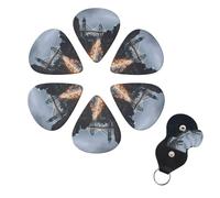 6 Pack New York City Guitar Picks with Guitar Pick Holder, Personalized Celluloid Plectrums for Acoustic Guitar, Bass, Ukulele, Cool Bass Accessories Gifts for Men Women 0.71mm