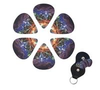 6 Pack New York Night Guitar Picks with Guitar Pick Holder, Personalized Celluloid Plectrums for Acoustic Guitar, Bass, Ukulele, Cool Bass Accessories Gifts for Men Women 0.46mm