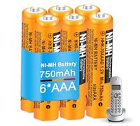 6 Pack Ni-MH AAA Rechargeable Batteries 1.2V 750mAh HHR-70AAAB