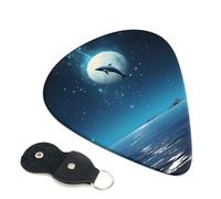 6 Pack Night Sky Moon Dolphin Guitar Picks - 0.46 0.71 0.93 mm Includes Cool Guitar Picks Thin Medium Heavy Thickness, Electric Guitar Picks for Acoustic Guitar Bass Ukulele