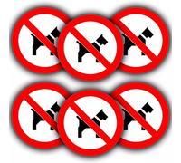 6 Pack No Dogs Allowed Round Sticker Signs - 85mm Waterproof Vinyl Window Stickers - for Shops & Public Places