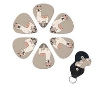 6 Pack No Drama Llama Guitar Picks with Guitar Pick Holder, Personalized Celluloid Plectrums for Acoustic Guitar, Bass, Ukulele, Cool Bass Accessories Gifts for Men Women 0.71mm