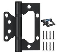 6 Pack Non-Mortise Door Hinges Matte Black Ball Bearing Thickene Hinges 4 x 3 Inch Noise-Free Smooth Stainless Steel Heavy-Duty Interior Exterior Door Hinges