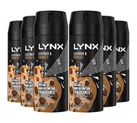 6 Pack of 150ml Lynx Leather & Cookies 48hrs High Definition Fragrance Deodorant Bodyspray