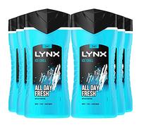 Lynx Ice Chill 12-H Refreshing Shower Gel Body Wash for Men, 6x225ml