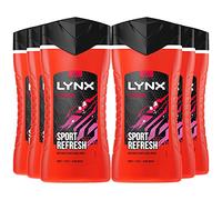 6 Pack of 225ml Lynx Recharge Shower Gel 3 in 1 Sport Refresh with Arctic Mint & Cool Spices BodyWash with Plant-based Moisturisers, Keep Smelling Irresistible!