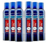 6 Pack of 250ml Vaseline Men ProDerma 48h Active Dry Antiperspirant Deodorant with 0% Alcohol