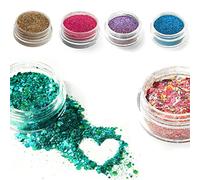 6 Pack of Biodegradable Eco Glitters - incl 2 CHUNKY! - Cosmetic Grade