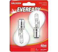 6 Pack of Ever Ready Traditional Golf Ball 30W=40W Light Bulbs, B15, Small Bayonet Cap, 100% Dimmable, Warm White, 405 Lumen, Instant On, No Flicker, for Lamps, Wall Lights, Pendants