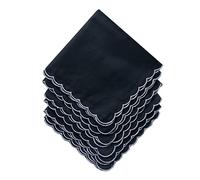 6 Pack of Ladies Embroidery Cotton Handkerchiefs Lace Wedding Hankies, E-6pcs Black, One Size